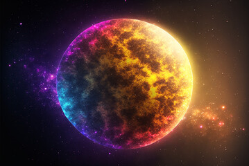 Wall Mural - generative ai illustration of planets and shining stars galaxy in space.