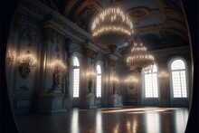 An Empty Glamorous Rococo Baroque Ballroom Generated By AI