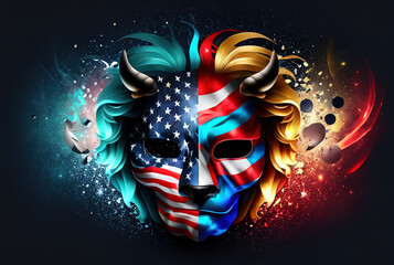 Wall Mural - bright carnival mask, accessory for the festival on a colorful juicy background