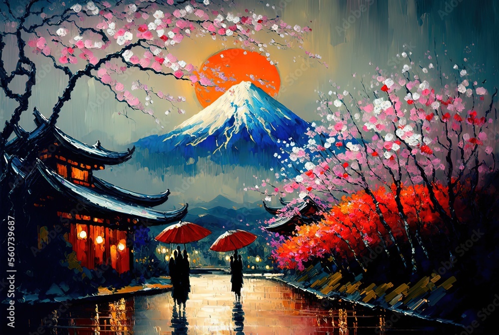 oil painting style illustration of ancient city street in