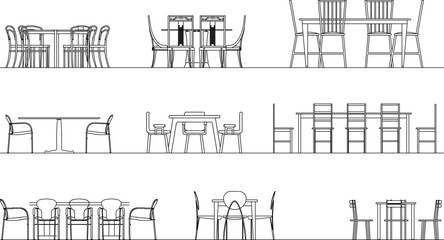 Wall Mural - dining room chair illustration vector sketch design collection