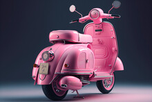 Vintage Pink Scooter Isolated On Clean Background Made With Generative Ai