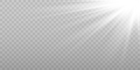 Wall Mural - shining sun glare rays, lens flare vector illustration. sunlight glowing png effect. white beam sunr