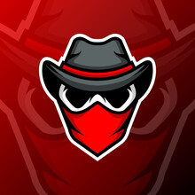 Vector Graphics Illustration Of A Cowboy Skull In Esport Logo Style. Perfect For Game Team Or Product Logo