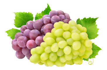 Aufkleber - Bunch of white and red grapes with leaves cut out
