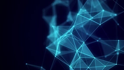 Fototapete - Blue network connection structure. Science background. Abstract digital background. Big data visualization. 3d rendering.