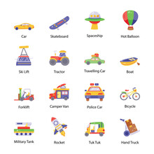 Set Of Transport Flat Icons 
