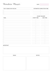 Pomodoro Planner, Productivity Planner, To Do List, Task List, Work Planner, Focus Planner, Blank Calendar