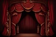 stage curtains in red on a cartoon stage. Generative AI