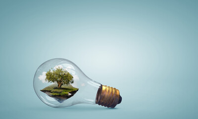 Wall Mural - Tree growing inside light bulb