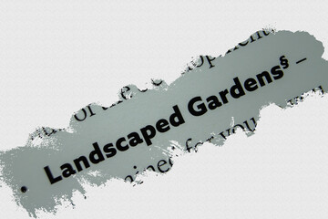 Landscaped Gardens in English vocabulary language words phrase with bullet point