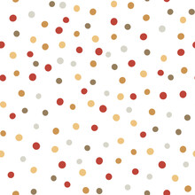 Colorful Tiny Polka Dot Seamless Patterns For Party, Christmas Holiday, Baby Textile, Pijams. Childish Cute Repeat Background With Circle Shapes, Irregular Wallpaper, Dotted Vector Illustration.