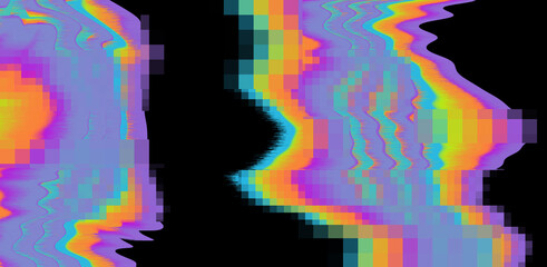 Aufkleber - Glitched and pixelated screen of a computer. Abstract background with digital noise artifacts.