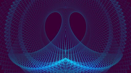 Fototapete - Geometric wire architectural symmetrical background. 3d rendering loop animation