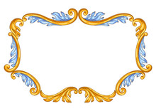 Decorative Floral Frame In Baroque Style. Colorful Curling Plant.