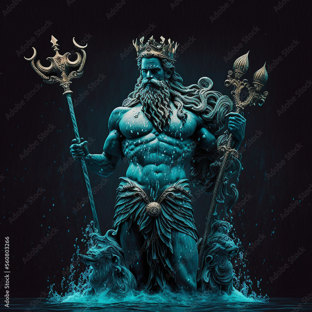 Ancient greek god Poseidon. Created with Generative AI technology ...