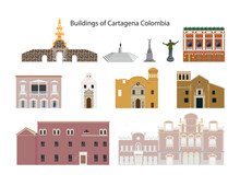 Illustrations Of Spanish Colonial Buildings In Cartagena Colombia