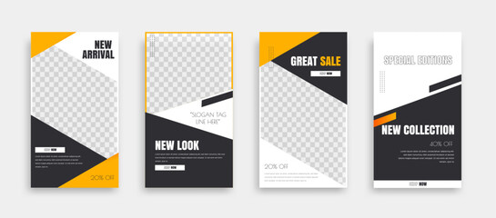 Wall Mural - set of editable minimal square banner template. background color with geometric shapes for social me