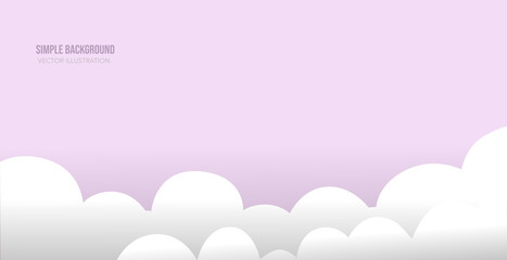 Wall Mural - Light purple pastel background with clouds simple vector illustration.