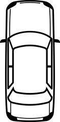 Sticker - Car linear icon. Auto top view. Road transport