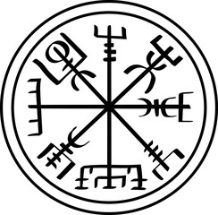 Wall Mural - Compass Vegvisir  Aegishjalmur viking  vector 