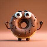 Fototapeta Panele - Cute Cartoon Chocolate Donut with Sprinkles