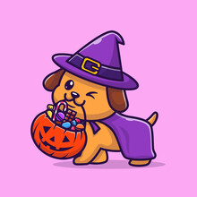 Cute Wizard Dog Bring Pumpkin Halloween Cartoon Vector
Icon Illustration. Animal Holiday Icon Concept Isolated
Premium Vector. Flat Cartoon Style