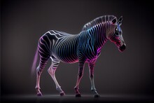 Neon Psychic Wave Zebra Animal Created With Generative Ai Technology