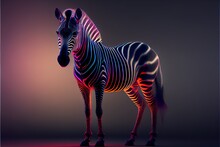 Neon Psychic Wave Zebra Animal Created With Generative Ai Technology