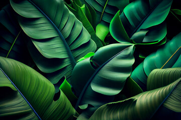 green natural tropical monstera feaf background. generative ai