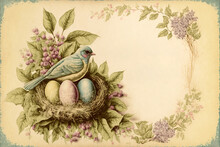 Easter Vintage Greeting Card. AI Generated Image.