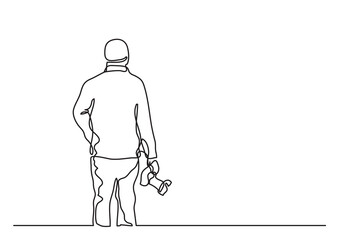 Wall Mural - continuous line drawing photographer holding camera 3 - PNG image with transparent background