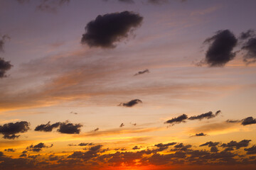 Wall Mural - Beautiful sky evening beauty and Clouds at sunset , Panoramic scene view . Natural background