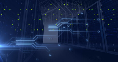 This image shows a computer processing data using binary code