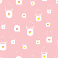 Wall Mural - St. Valentine day seamless pattern with lanterns