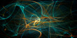 Leinwanddruck Bild - Blue orange 3d fibers in dynamic motion creating texture with loops, swirl and twirls. Fantastic digital essence or substance great as background, packaging cover, electronic devices design.