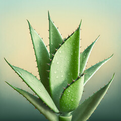 Wall Mural - Aloe vera in a green background. Generative AI.