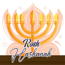 Isolated Traditional Jewish Candlestick Rosh Hashanah Poster Vector