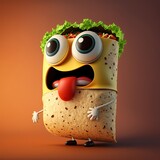 Fototapeta Panele - Cute Cartoon Burrito Character 