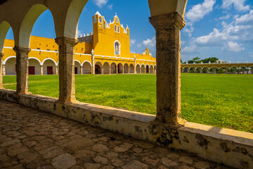 Sticker - The San Antonio franciscan monastery at the city of Izamal in Yucatan, Mexico