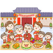cartoon family for chinese new year.