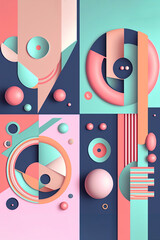 Wall Mural - Abstract 3d, pastel colors, graphics illustration made with Generative AI