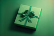 green gift box in luxury style created with Generative AI technology