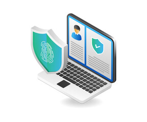 Aufkleber - Isometric flat 3d illustration concept of personal data account security