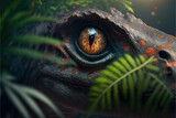 close up of a predator dinosaur eye generative ai art