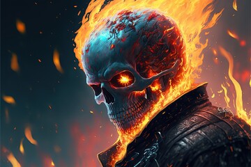 Skull on fire generative ai