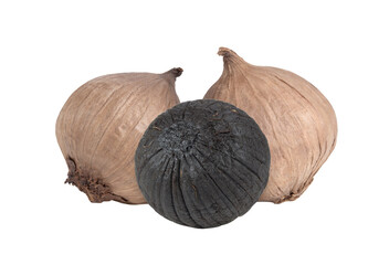 Black garlic bulbs on transparent png