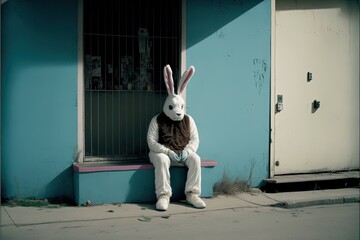 Real-life easter bunny costume generative ai