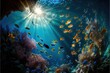 coral reef and fishes generative Ai Underwater beautiful shot