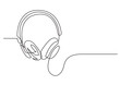 continuous line drawing headphones - PNG image with transparent background